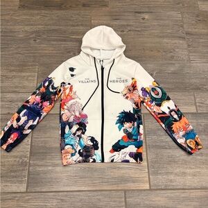 My Hero Academia themed white zip-up hoodie